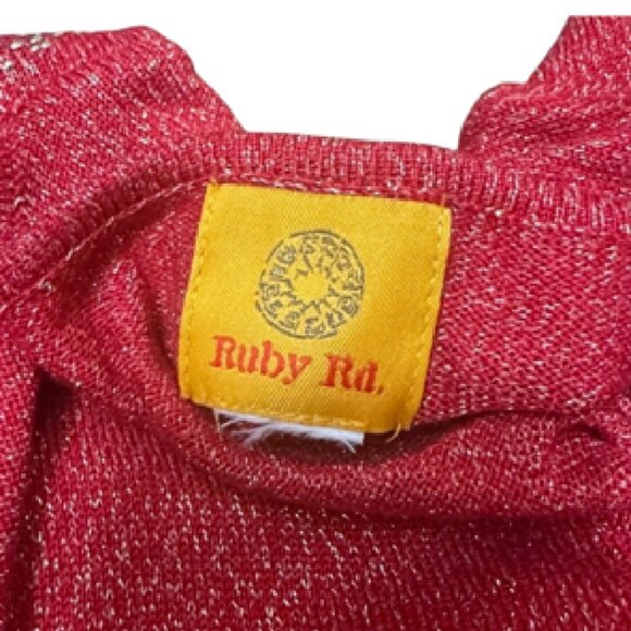 Ruby Rd. Red Cardigan Sweater Sparkle With Beaded Accents Large L - Picture 5 of 9
